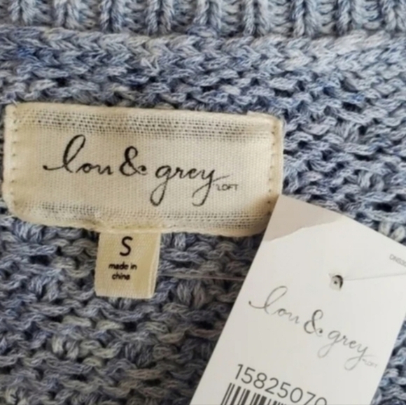 Lou & Grey blue/grey long sleeve knit pullover sweater Size S - Picture 8 of 9